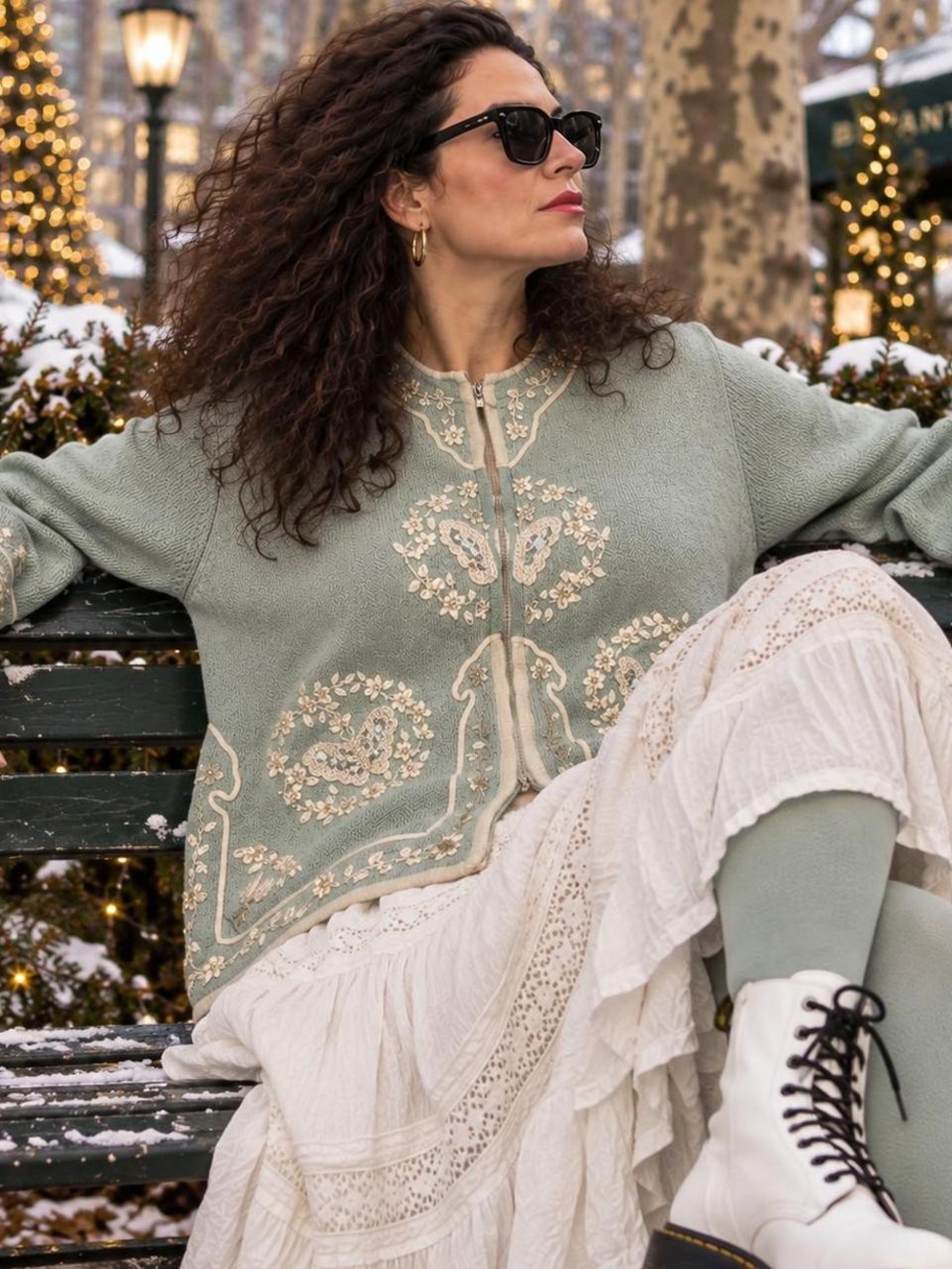 Vintage Storybook Knits Light Mint Butterfly Cardigan M